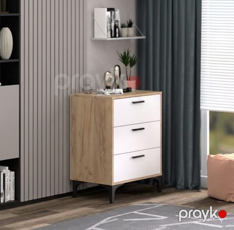 Komod Ev Plus ev_13900450, laminat/LDSP, ağ/qəhvəyi, 44x82.5x70 sm — Bakı