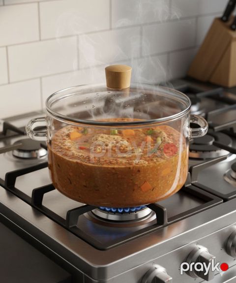 Qazan NP17015-333, borosilikat şüşə, şəffaf, 24 sm, 3200 ml — Bakı