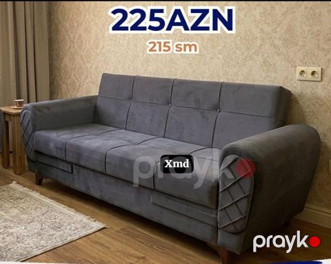 Divan – 215 sm Qiymət: 225 AZN - Rəng: tünd boz - Material: yumşaq — Bakı