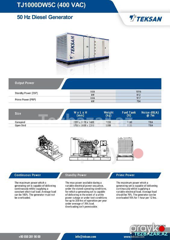 Teksan generator - 1016 Kva Doosan motorlu — Generatorlar, Bakı (2)