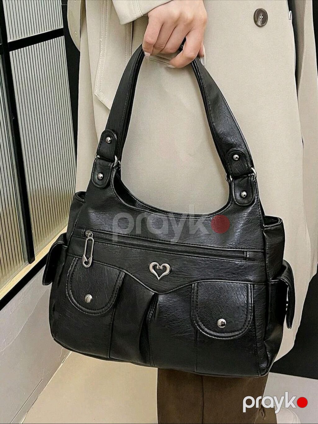Qadın üçün çiyin çantası – qara rəng - Material: yumşaq teksturalı — Çantalar, çamadanlar, cüzdanlar, Bakı (5)