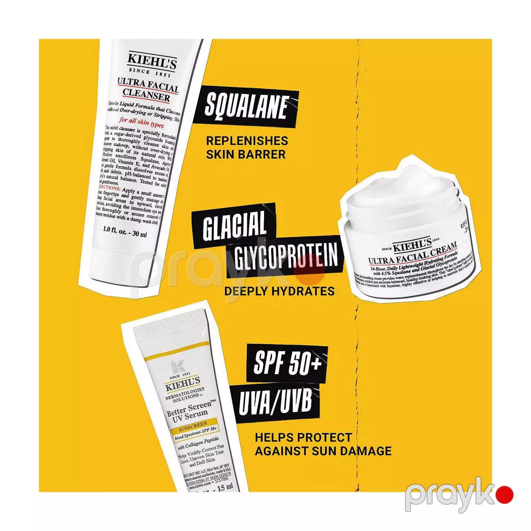 Kosmetika dəsti Kiehl's Destination Radiant (təmizləyici vasitə Ultra Facial Cleanser 30 ml + üz kremi Ultra Facial Cream 28 ml + serum üz üçün Better Screen UV 15 ml) — Mallar, Bakı (2)