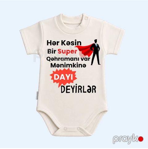 Bodi Qəhrəmanım Dayım, ağ, pambıq, ölçü 9-12 ay — Bakı