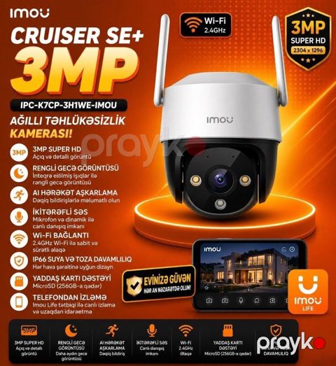 Wifi kamera imou Cruiser SE+ 3M IPC-K7CP-3H1WE Ev, ofis, mağaza — Bakı