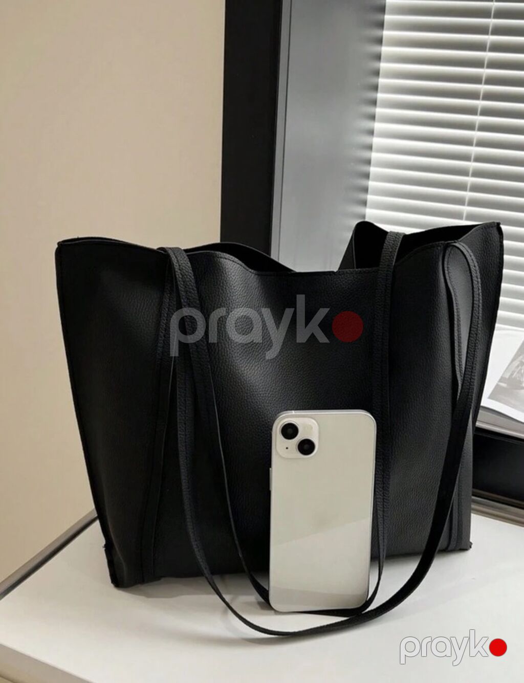 Qara tote çanta - Minimalist dizayn, klassik qara rəng - Yumşaq — Çantalar, çamadanlar, cüzdanlar, Bakı (4)