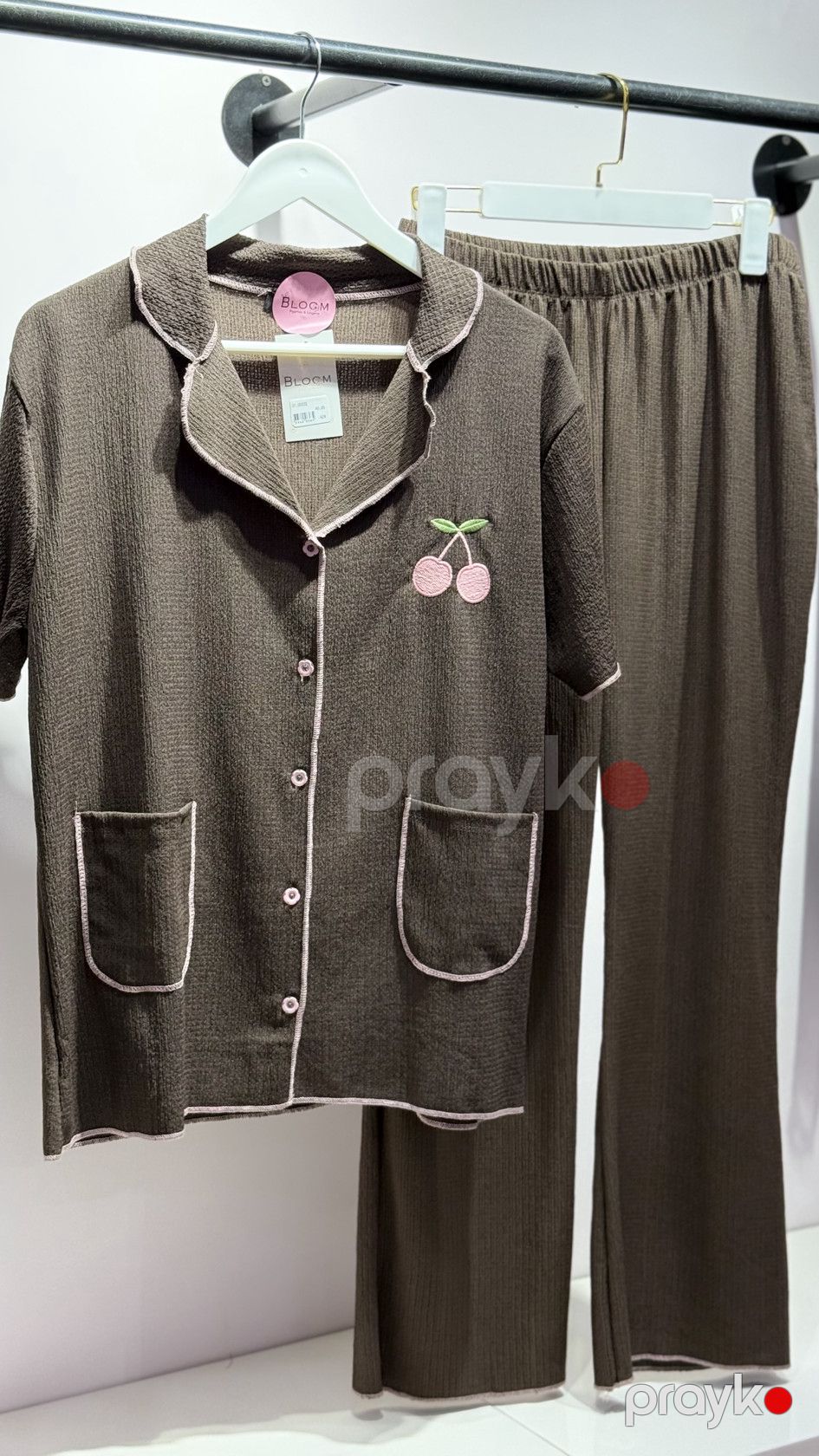 Şalvarlı pijama dəsti, qəhvəyi, viskoz/likra, ölçü 2XL — Mallar, Bakı (2)