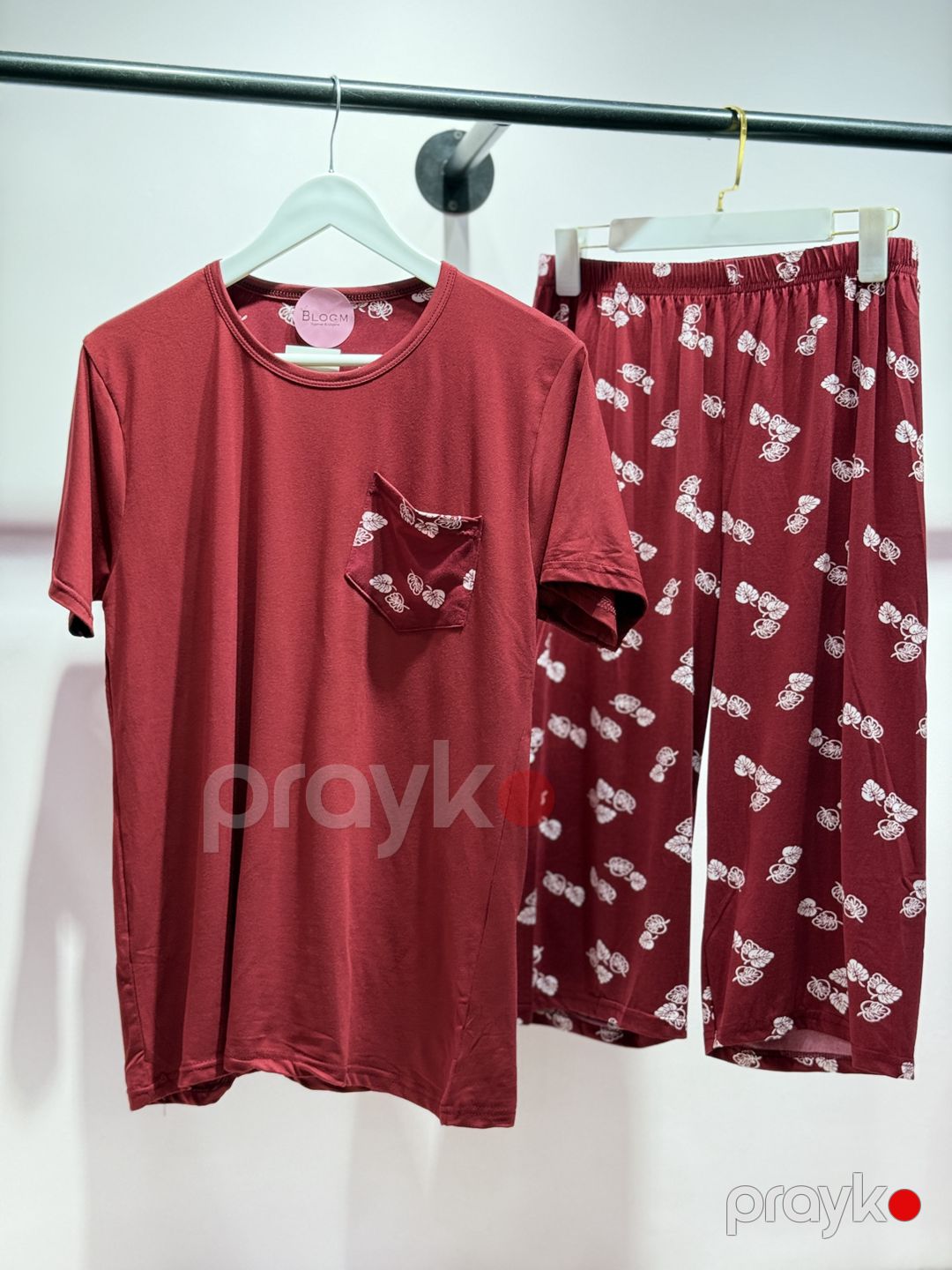 Şortlu pijama dəsti qadınlar üçün BJ12, qırmızı, elastan/poliester, ölçü XL — Mallar, Bakı (2)