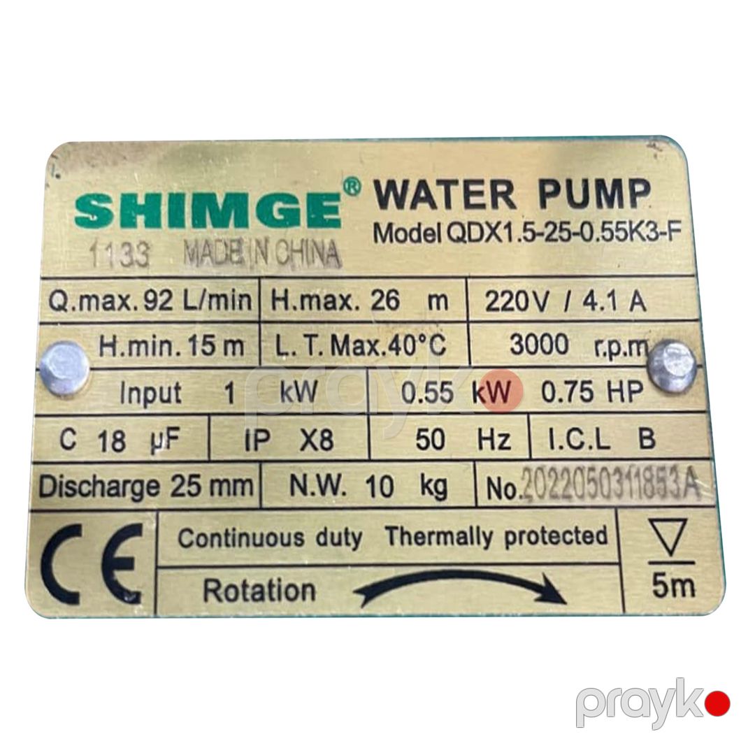 Drenaj nasosu Shimge QDX1.5-25-0.55K3-F 1133 — Mallar, Bakı (2)