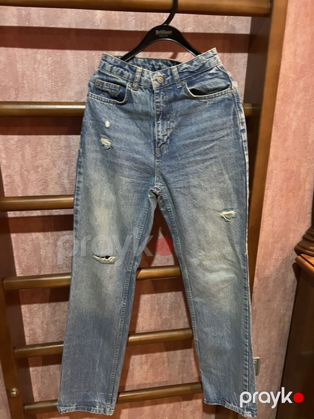Mavi “washed” effekti olan cins şalvar - Kəsim: düz/relaxed fit, düz — Jins, Digah (3)