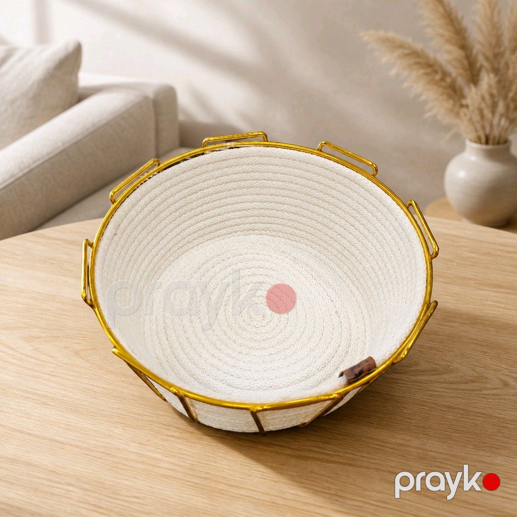 Çörək qabı 03128, həsir/metal, qızılı/ağ — Mallar, Bakı (3)