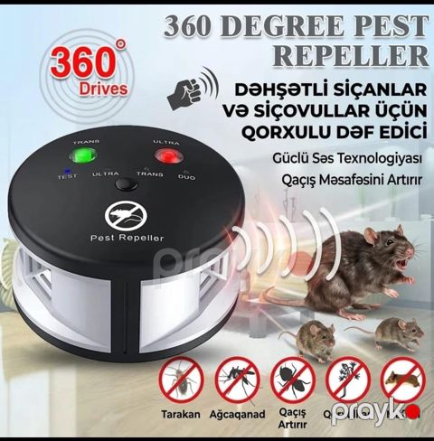 Ultrasəsli gəmirici və həşərat qovucu cihaz 360 dərəcə — Bakı