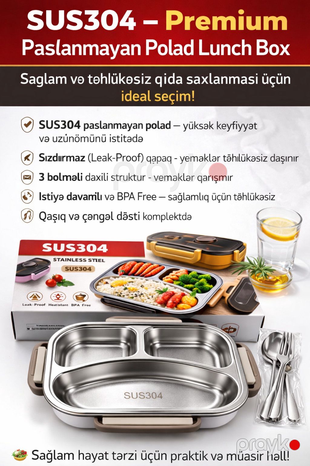 Lanç-boks 343433, metal, gümüşü, 600 ml — Mallar, Bakı (3)