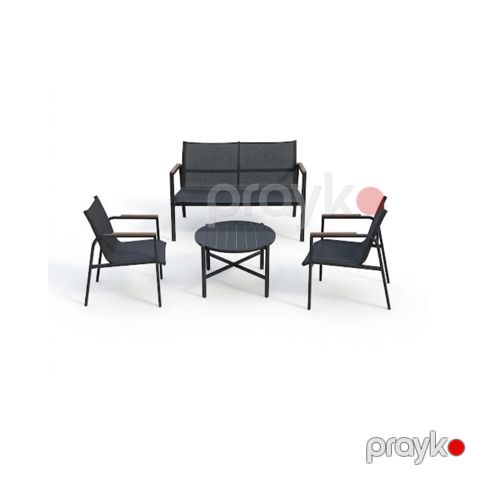 Bağ üçün mebel dəsti Divan+2 oturacaq+jurnal masası, qara, masa 60x60x40 sm, divan 120x75x78 sm, kreslo 60x60x40 sm — Bakı