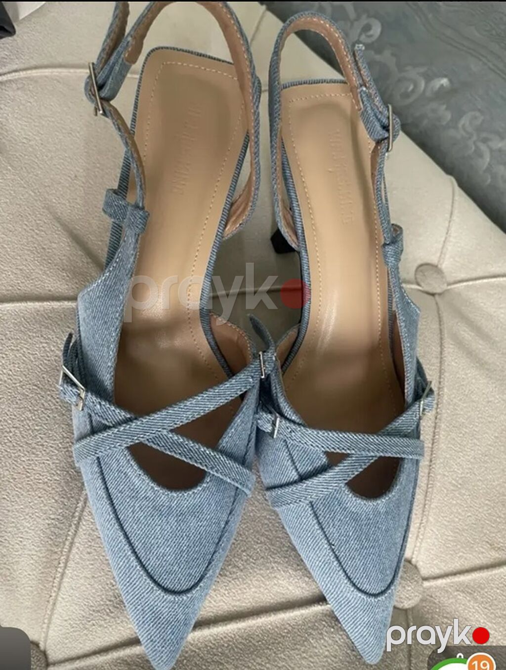 Məhsul: Qadın ayaqqabısı – denim materiallı, nazik dabanlı slingback — Digər, Bakı (2)