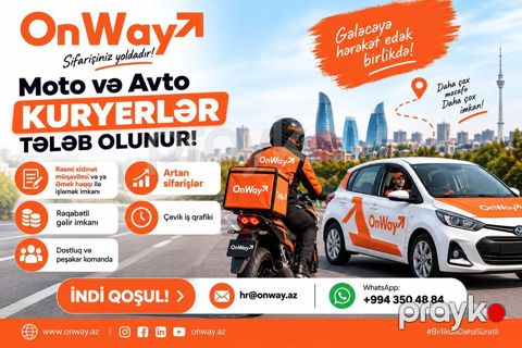 Moto-kuryer tələb olunur, Aylıq ödəniş — Bakı
