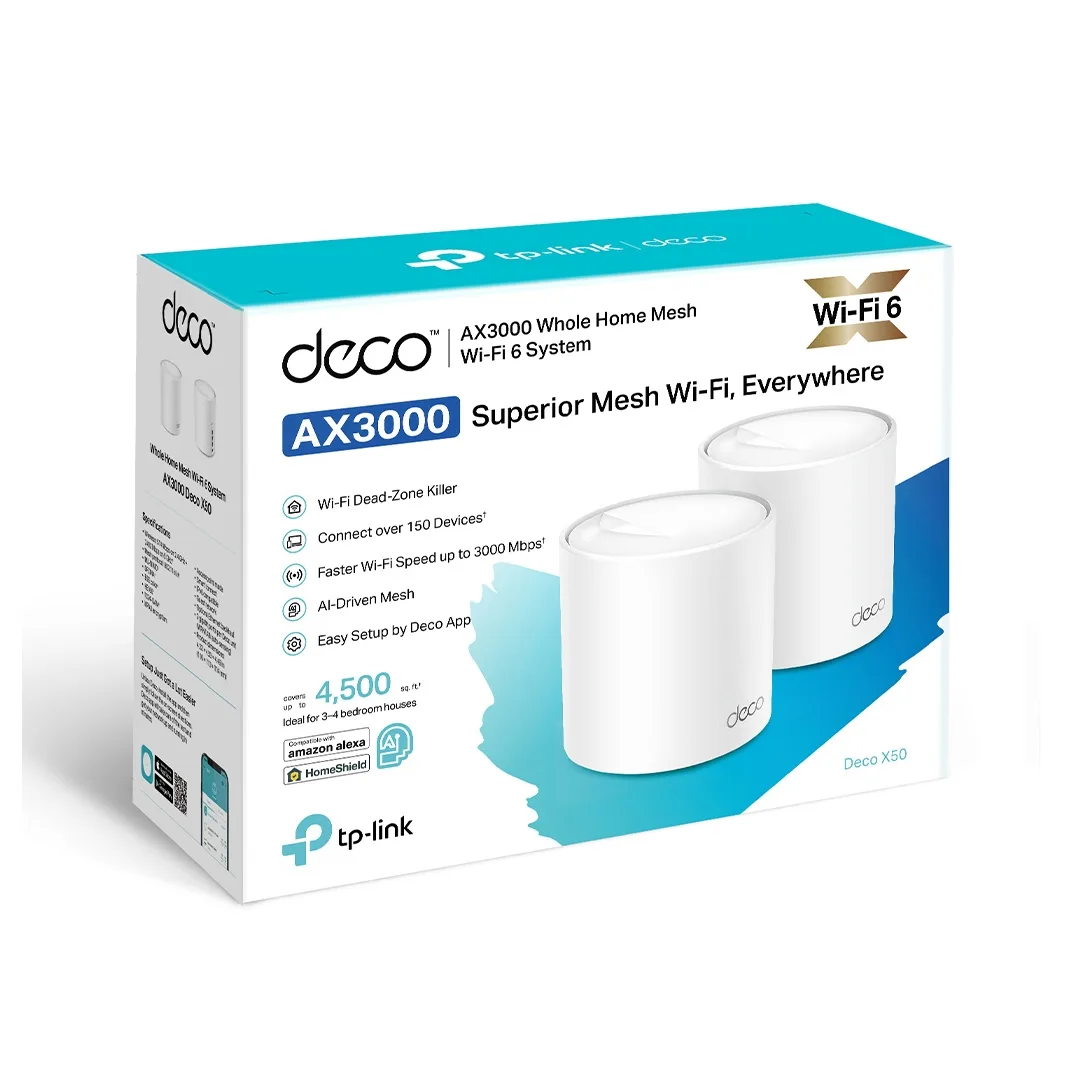 Router TP-Link - Deco X50 (2-pack) AX3000 Whole Home Mesh Wi-Fi 6 System) — Mallar, Bakı (2)