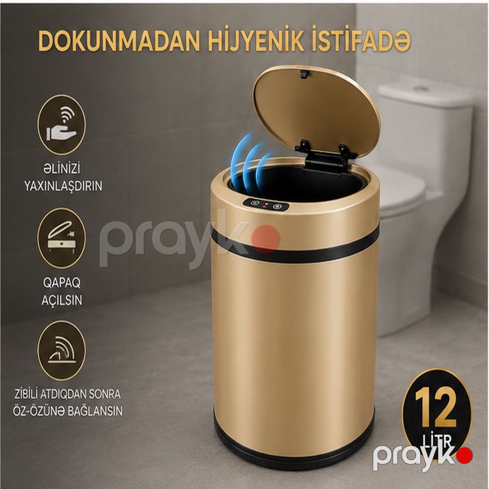 Ev üçün zibil qabı 12 l paslanmayan polad — Mallar, Bakı (3)
