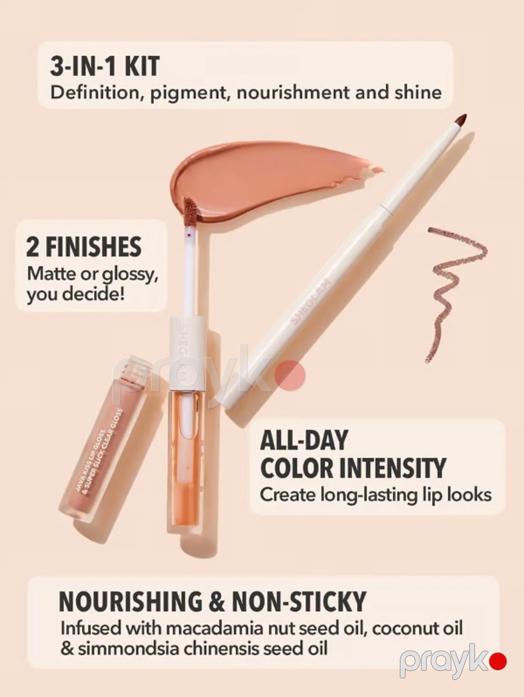 Dodaq üçün dəst Sheglam Glam Lip Duo ton Haute Cocoa (Dodaq parıldadıcısı 3 ml + Dodaq qələmi) — Mallar, Bakı (2)