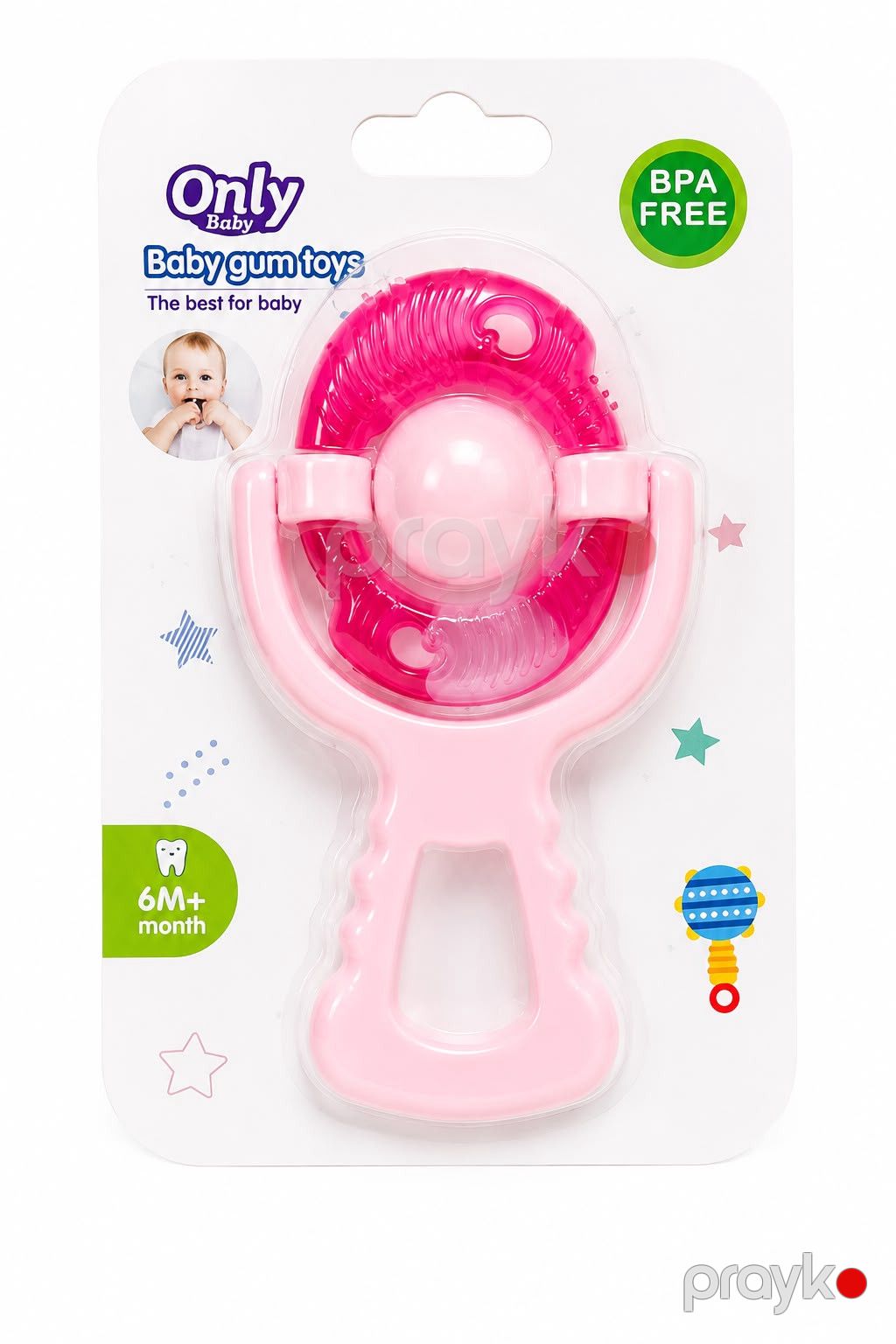 Diş üçün oyuncaq-massajer Only Baby, 6+ ay, plastik-rezin, çəhrayı — Mallar, Bakı (3)