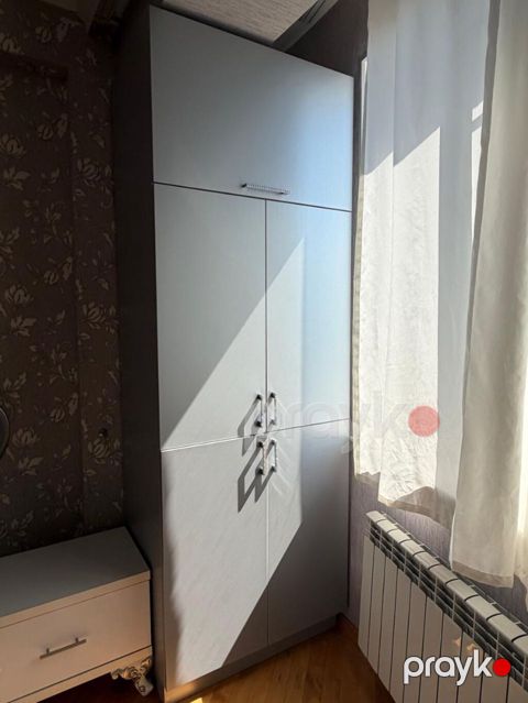 Boz rəngdə hündür dolab - Minimalist dizayn, düz səthli ön panellər — Bakı