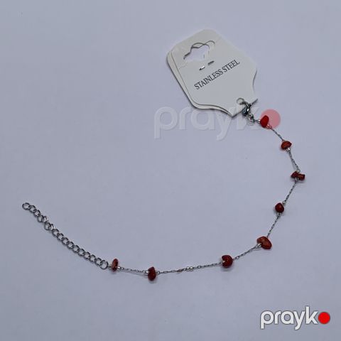 Qolbaq qadınlar üçün 1362-B, paslanmayan polad/təbii daş, qırmızı — Bakı