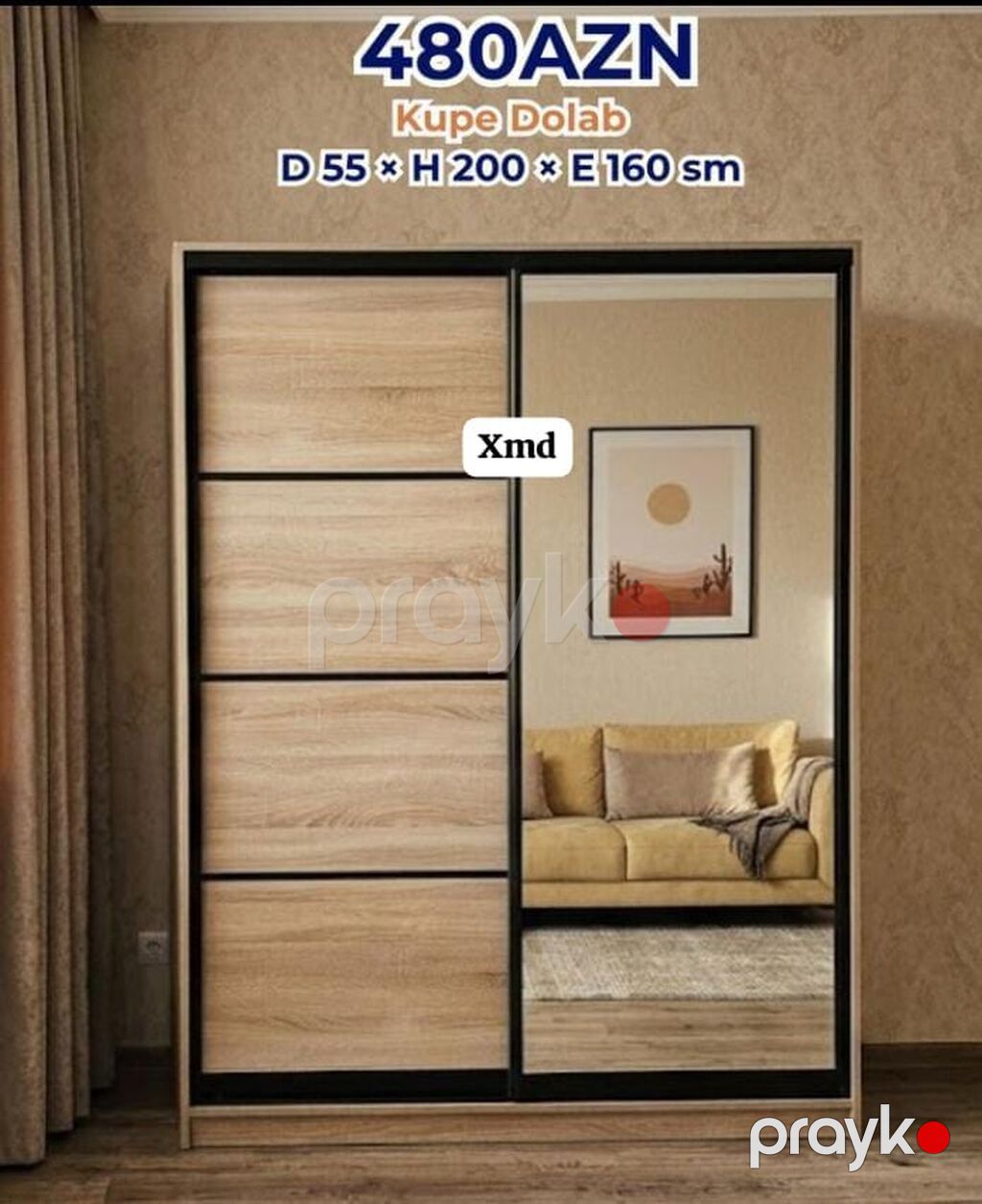 Kupe dolablar – sürüşkən qapılı, funksional və modern dizayn. Ölçü: D — Şkaflar, Bakı (2)