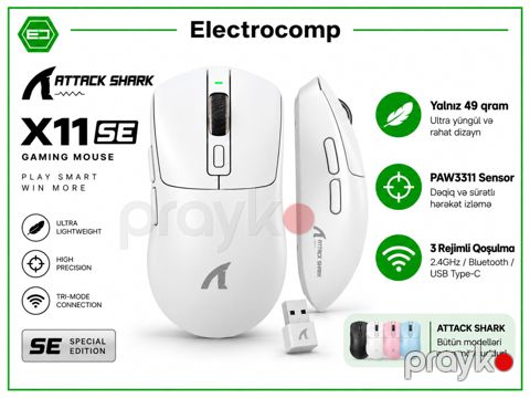 Attack Shark X11 se whıte — gamıng mouse — Bakı