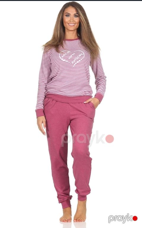 Qadınlar üçün şalvarlı pijama dəsti Nor2, çəhrayı, parça, ölçü M — Bakı