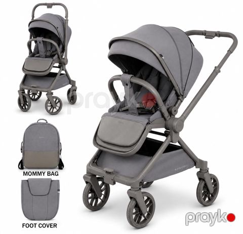 Uşaq arabası Kidilo AYKN_D901F Universal (2in1) Yenidoğulan 8-10 kq Boz çanta ilə — Bakı