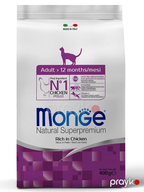 Quru yem pişiklər üçün Monge Natural Superpremium Adult, 400 q — Bakı