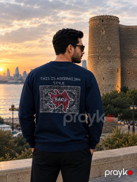 Kişilər üçün sviter, pambıq, göy, ölçü 3XL — Bakı
