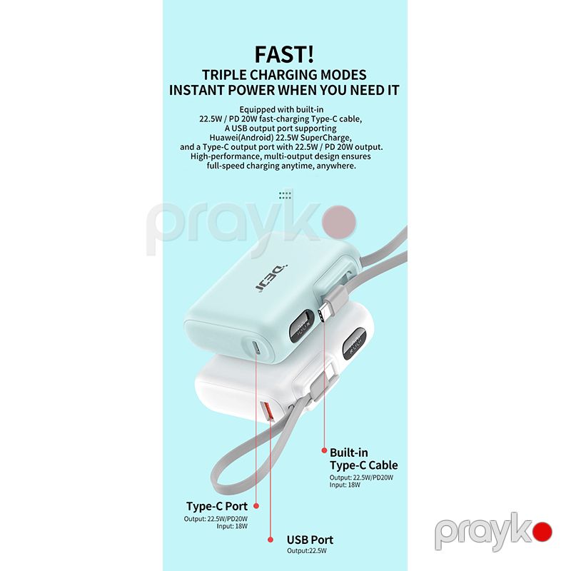 Xarici akkumulyator Deji DJ-L10 22.5W 10000 mAh Blue — Mallar, Bakı (4)