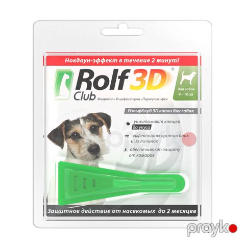 Damcı Rolf club 3D R403 itlər üçün, 4-10 kq, gənə, birə və ağcaqanadlara qarşı, 1 ml — Bakı