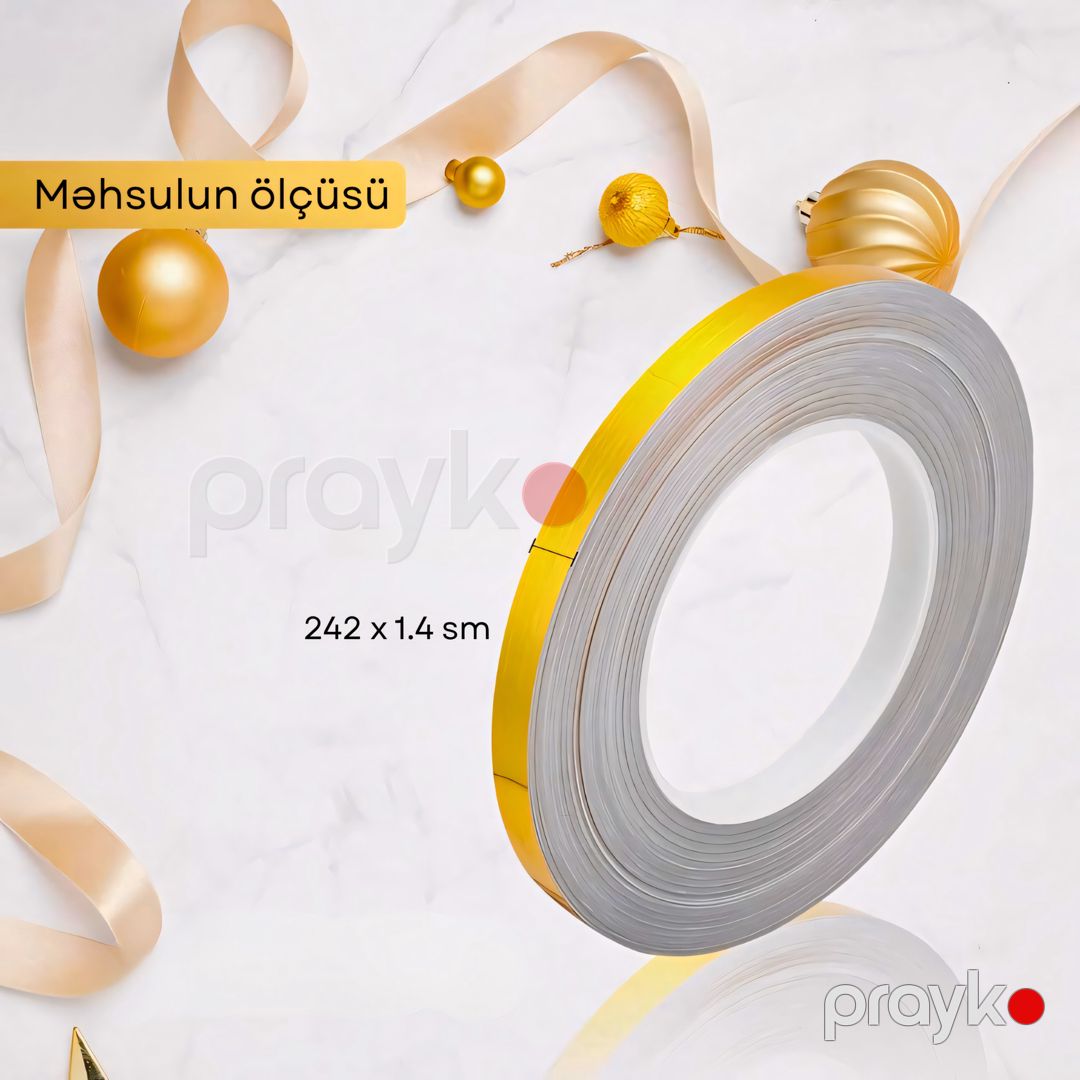 Dekorativ yapışqan lent, qızılı, 242x1.4 sm — Mallar, Bakı (2)