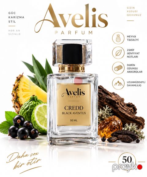 Avelis Parfum Black Aventus ətir suyu kişilər üçün 50 ml — Bakı