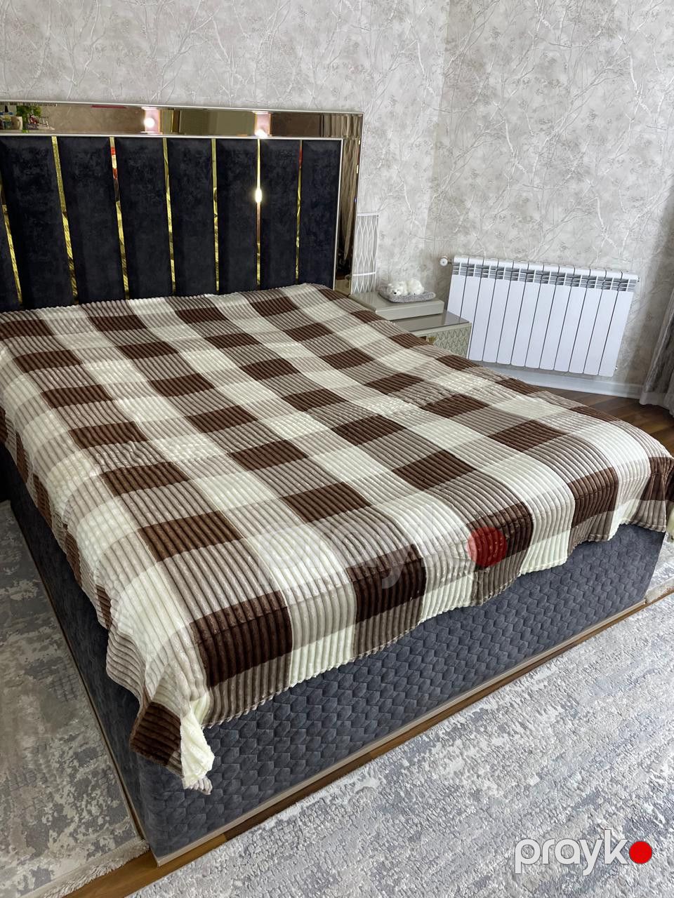 Pled ikinəfərlik, bambuk, 200x230 sm, qəhvəyi/bej — Mallar, Bakı (2)