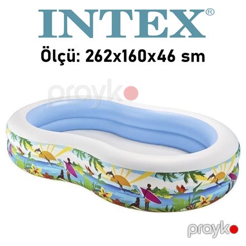 Şişmə hovuz Intex TX56490, 262x160x46 sm, həcm 700 l, rəngbərəng, oval - TX56490 — Bakı