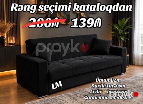 Rahat və funksional divan - Rəng seçimi kataloqdan - Ümumi ölçü: 2 m — Bakı