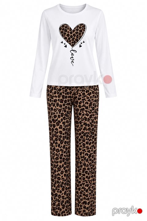 Qadınlar üçün şalvarlı pijama dəsti K-04, rəngbərəng, poliester, ölçü XL — Bakı