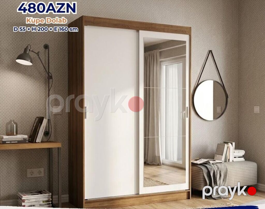 Kupe dolablar – sürüşkən qapılı, funksional və modern dizayn. Ölçü: D — Şkaflar, Bakı (4)