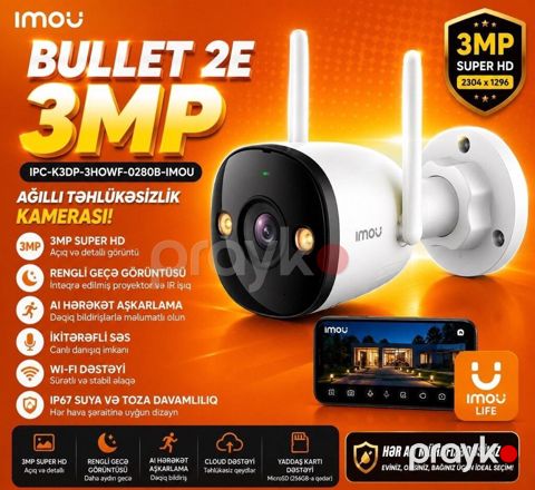 Wi-Fi kamera 3mpBullet 2E IPC-K3DP-3HOWF-0280B-imou Ev, ofis, mağaza — Bakı