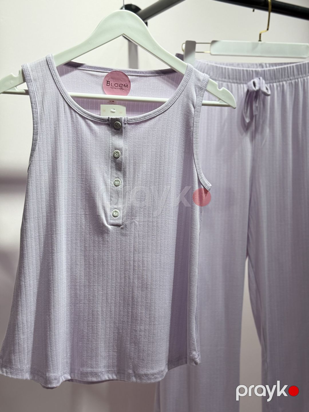 Qadınlar üçün şalvarlı pijama dəsti 01.00004, açıq bənövşəyi, elastan/viskoz, ölçü XL — Mallar, Bakı (3)