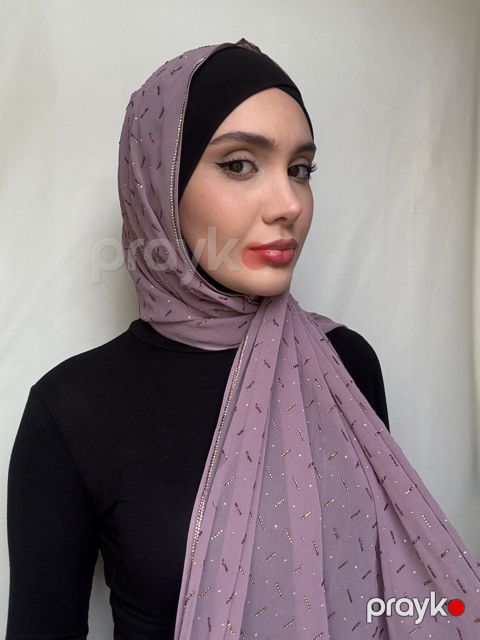 Şərf kaşka Ölçü 70/170 Şifon üzəri qaşlı, bənövşəyi,EA — Bakı