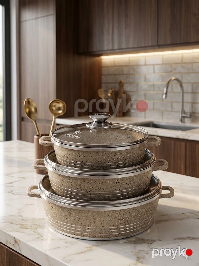 Tava dəsti Life Smile Emsa 080, qranit, 6 əşya — Mallar, Bakı (2)