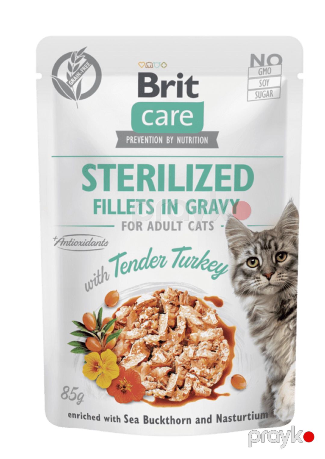 Pişiklər üçün nəm yem Brit Care Cat Sterilized sousda hind quşu əti ilə, 85 q — Mallar, Bakı