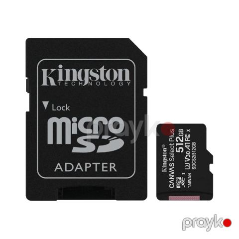 SD kart Kingston Canvas Select Plus 512GB microSDXC 100R A1 C10 + Adapter — Bakı