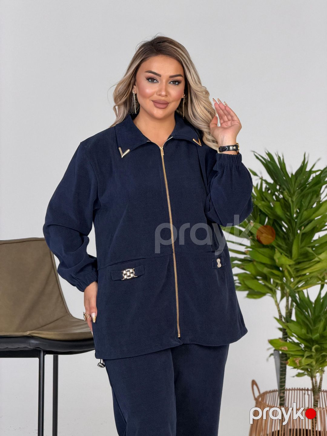 Qadınlar üçün şalvarlı dəst, göy, velür/velvet, ölçü 3XL — Mallar, Bakı (2)