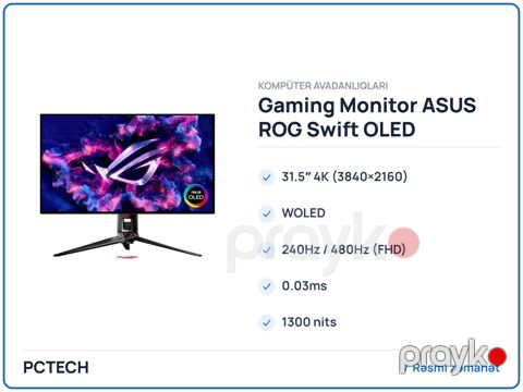 Gaming Monitor ASUS ROG Swift OLED PG32UCDP (90LM0A50-B01370) — Bakı