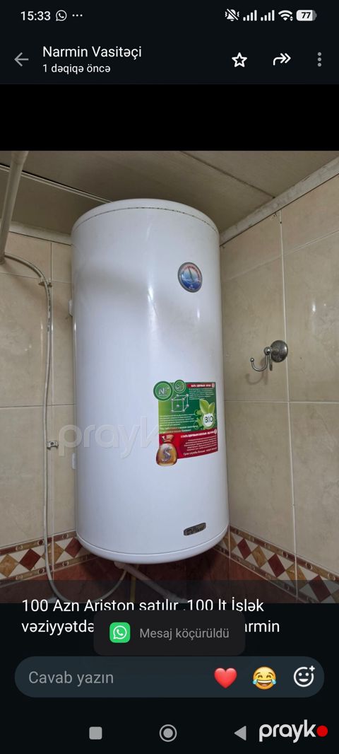 100 Azn Ariston satılır .100 lt İşlək vəziyyətdədir Ünvan Masazır — Bakı