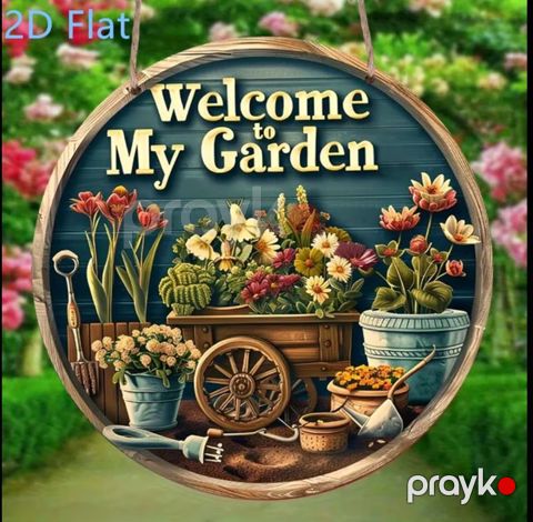 Bağ üçün dekor Welcome to My Garden, taxta, rəngbərəng, 15x15 sm — Bakı